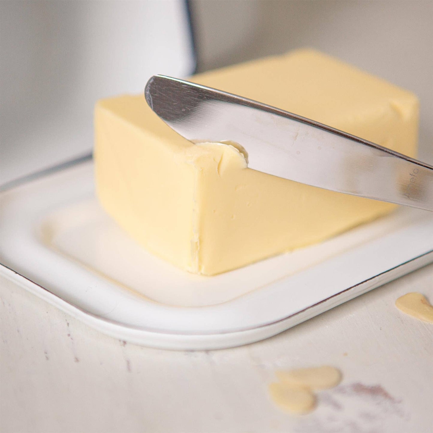 White Enamel Butter Dish - By Argon Tableware