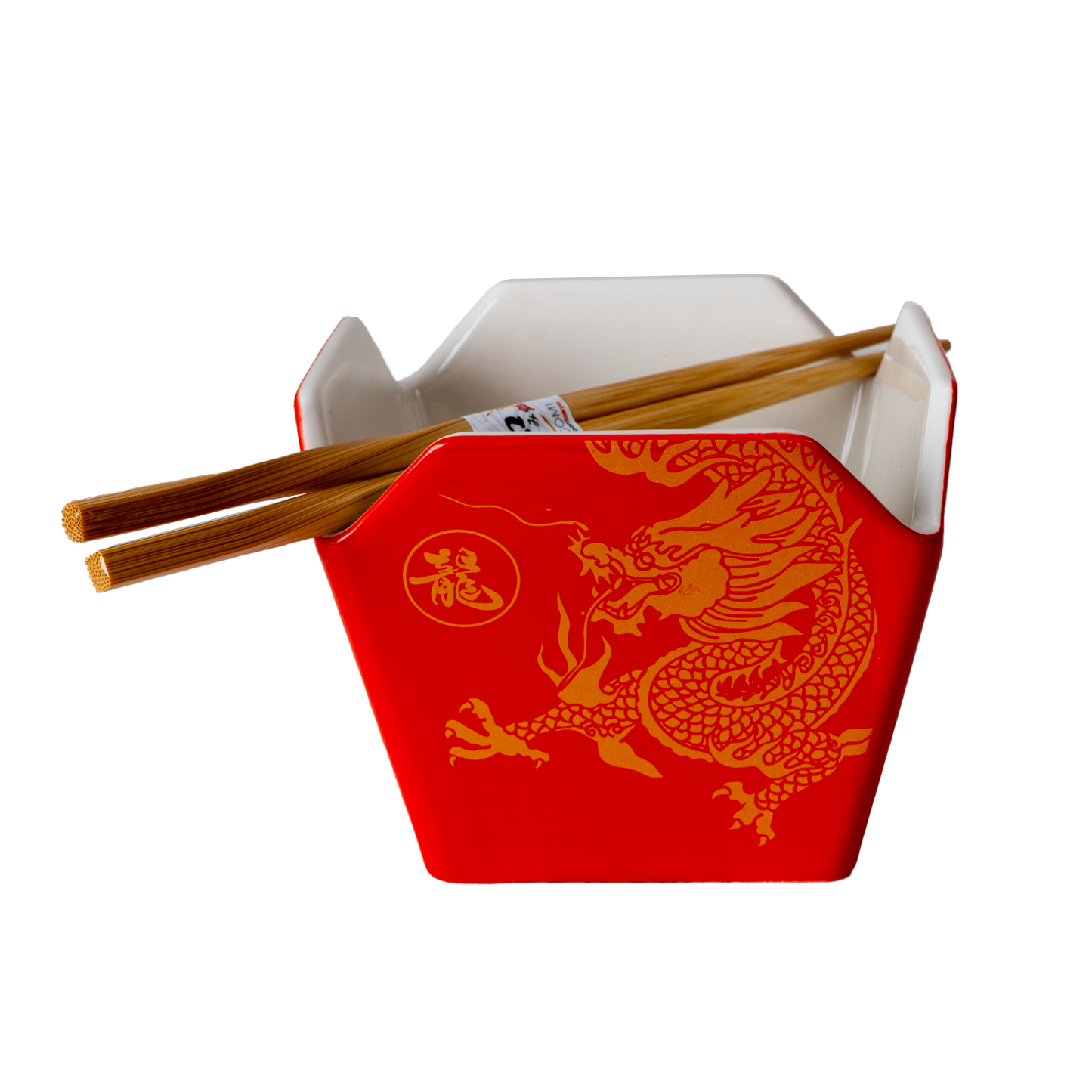Takeout Box Serving Bowl With Chopsticks Red Dragon - 16oz