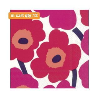 Cocktail Napkin - Marimekko - UNIKKO - RED
