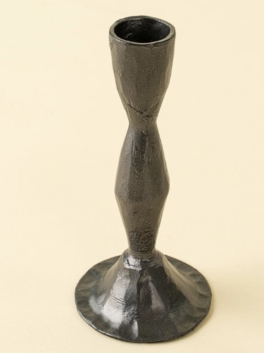 INDABA - Forged Metal Candlestick, Gunmetal - LARGE