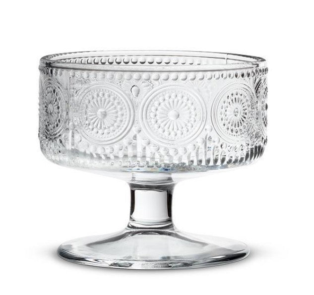 Small Pedestal Bowl - Circle Embossed - 3.5 inch