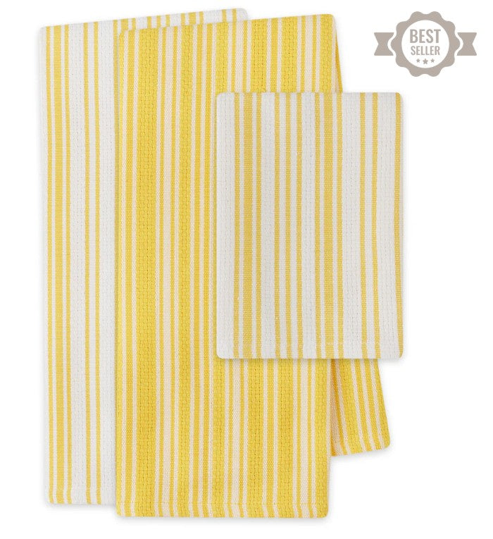 Classic Stripe - Heavyweight Kitchen Towel - Set of 3 - Yellow