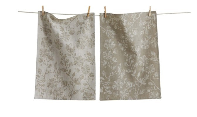 TAG - Kitchen Towel - Taupe Flowers - SET OF 2