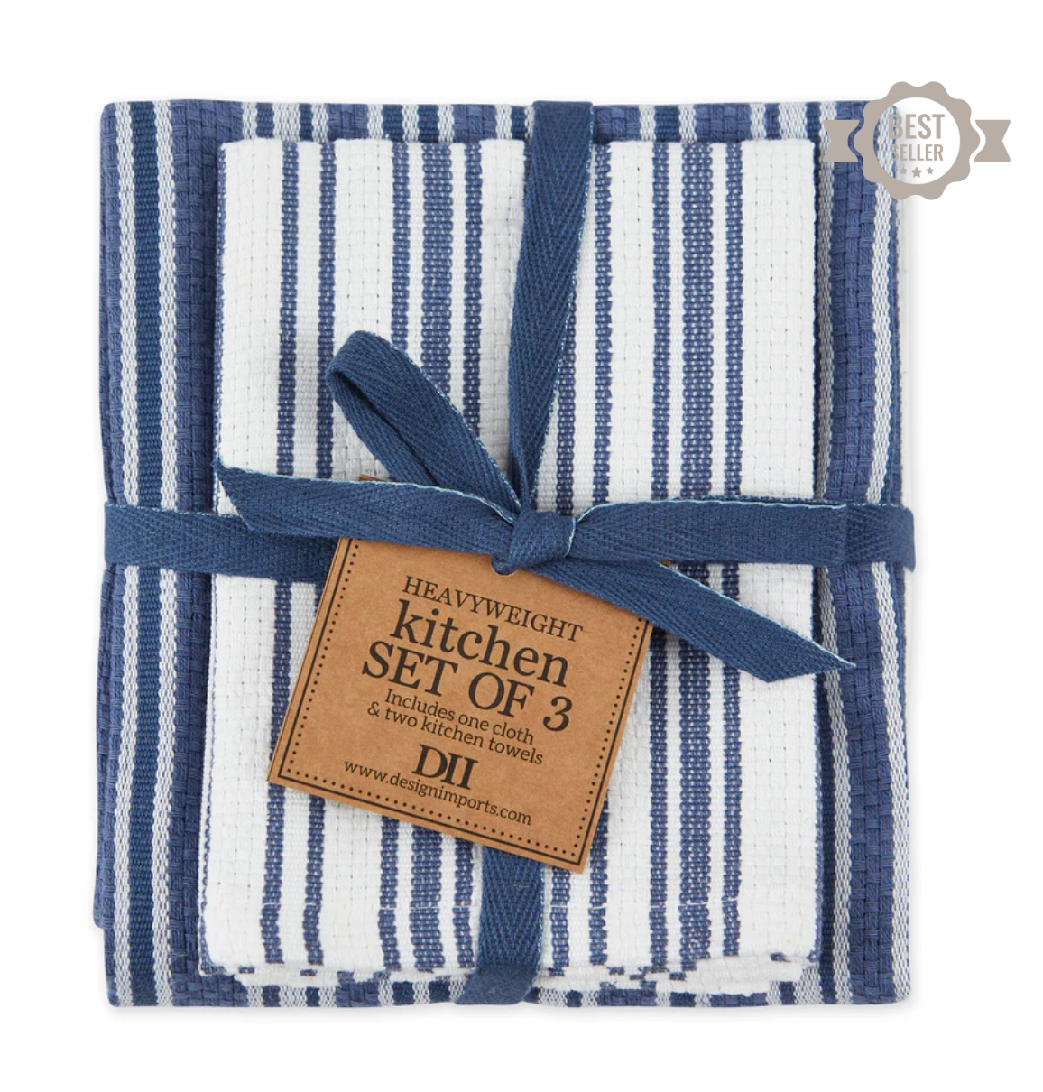 Classic Stripe - Heavyweight Kitchen Towel - Set of 3 - Blue