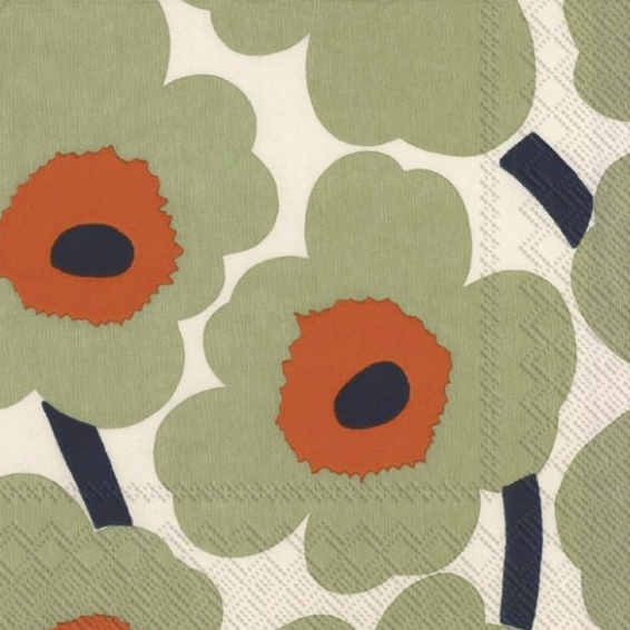 Marimekko Cocktail Napkin - Green Flower