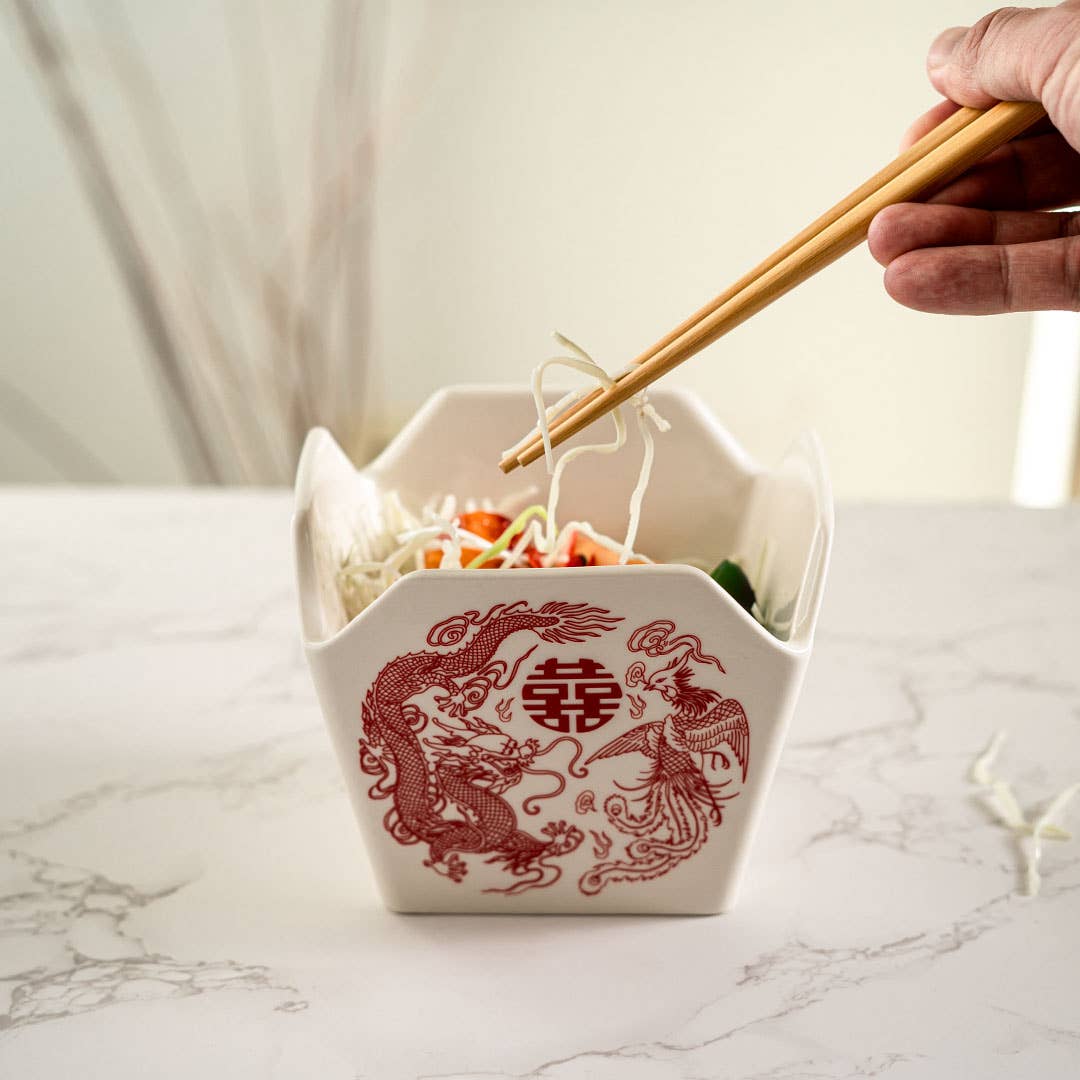 Phoenix Takeout Box Serving Bowl With Chopsticks 16oz