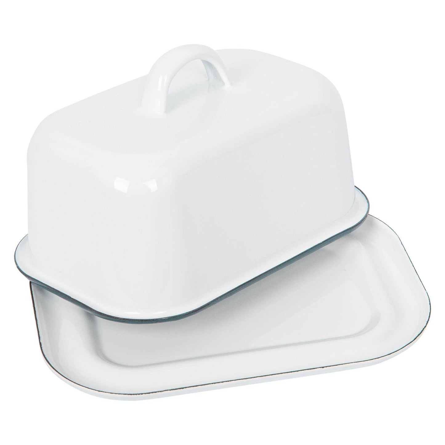 White Enamel Butter Dish - By Argon Tableware
