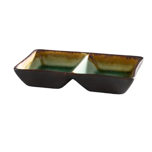 Midori Kanyu 4oz 5.25"L Divided Rectangle Sauce Dish