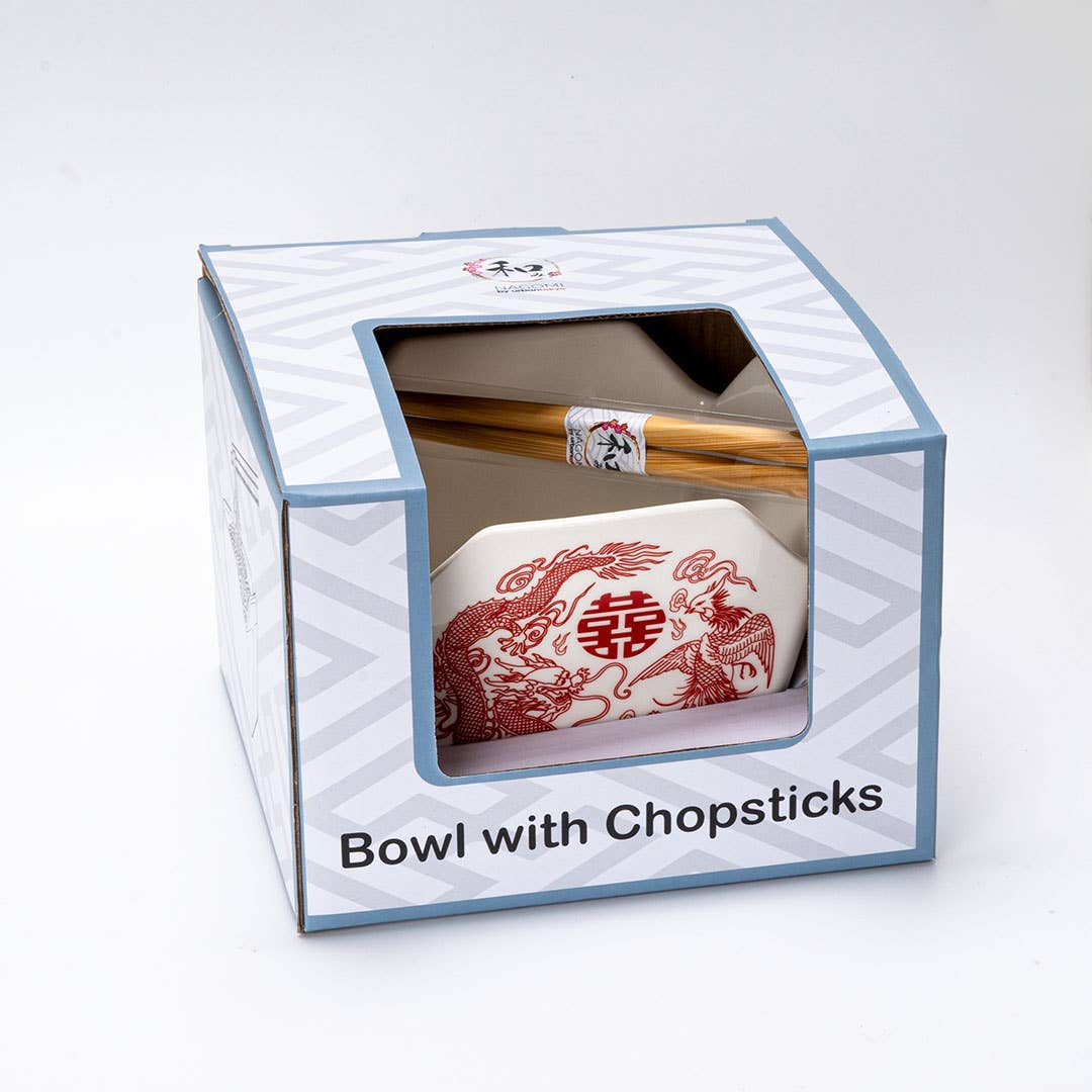 Phoenix Takeout Box Serving Bowl With Chopsticks 16oz