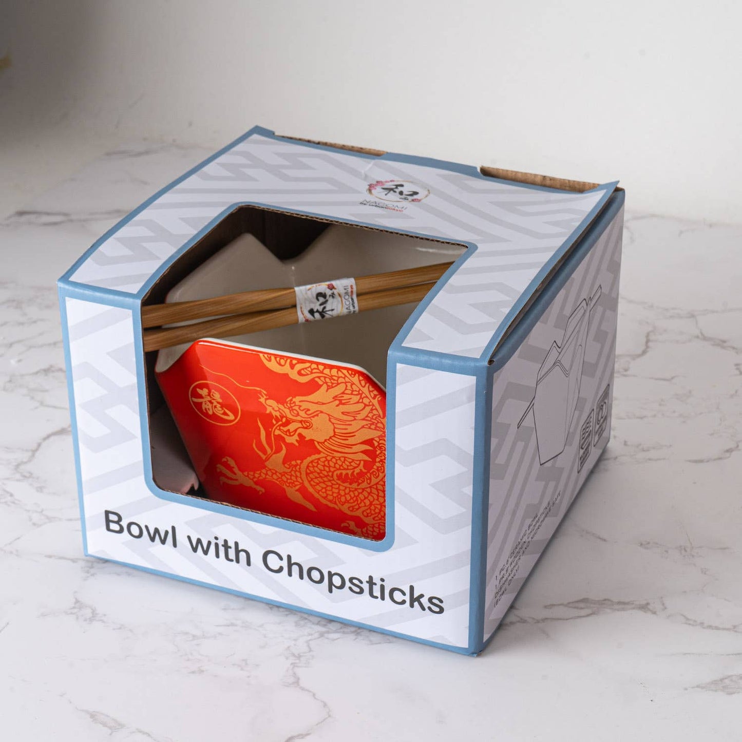 Takeout Box Serving Bowl With Chopsticks Red Dragon - 16oz