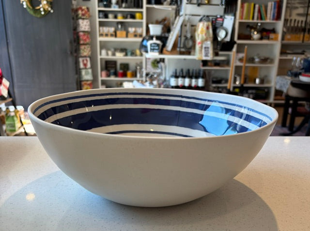 BAMBOO FIBER - Serving Bowl - Melamine - Indigo Stripe