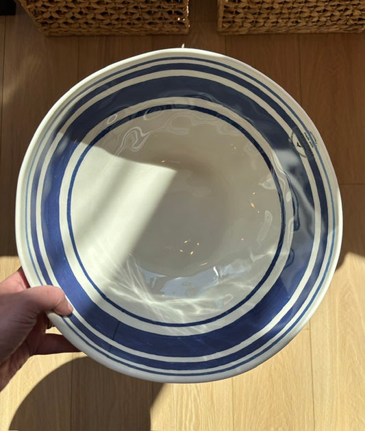 BAMBOO FIBER - Serving Bowl - Melamine - Indigo Stripe