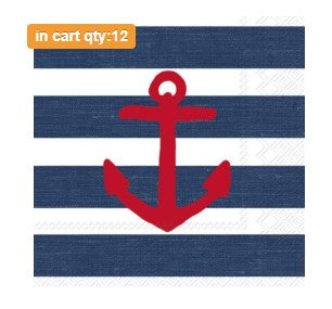 Cocktail Napkin - Anchor Striped