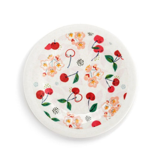 DEMDACO Cherry Appetizer Plates - Bamboo, Melamine - SET OF FOUR