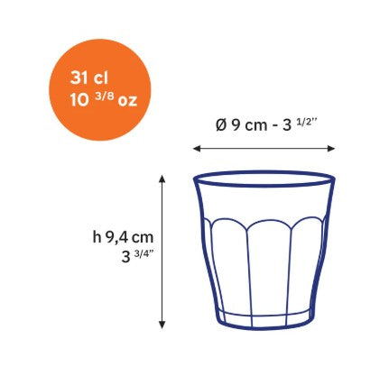 Duralex Picardie Bistro Glass - 310 mL - Grey, Set of 6