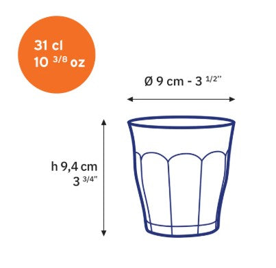 Duralex Picardie Bistro Glass - 310 mL - Sapphire, Set of 6