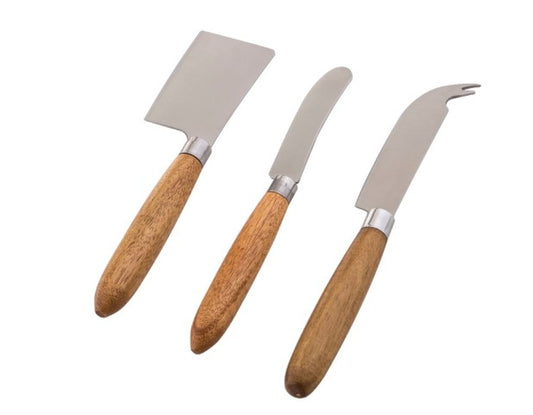 FINE FOODS Cheese Knife Set - Wooden Handle - Set of 3