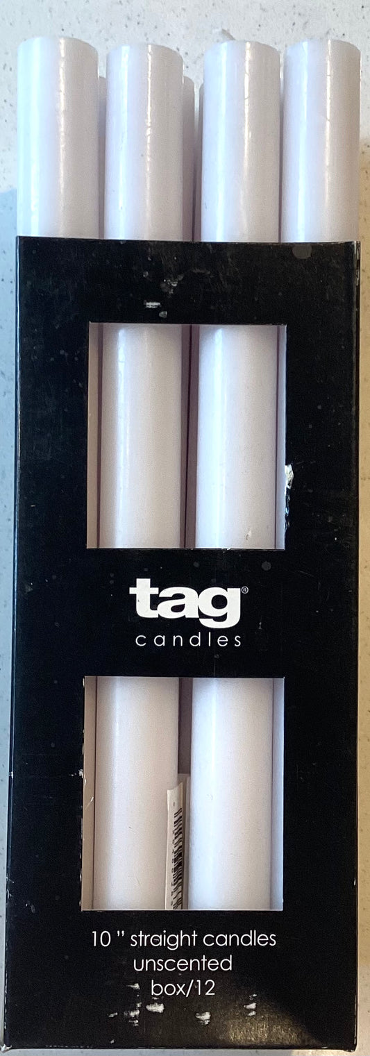 10” Straight Candles - White or Cream