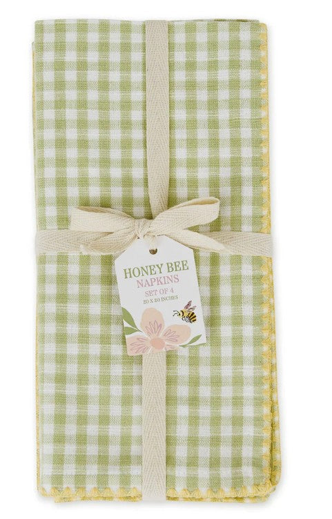 Spring Green Gingham Napkin Set of 4