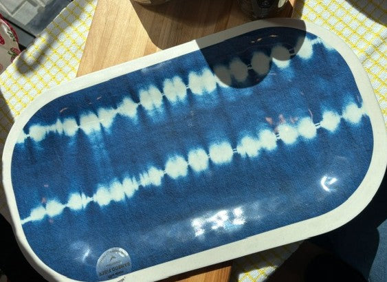 BAMBOO FIBER - Serving Platter - Melamine - Indigo Batik