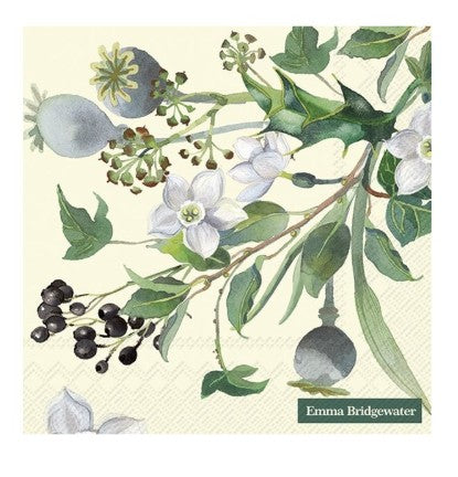 Lunch Napkin - Winter Flowers (cream)
