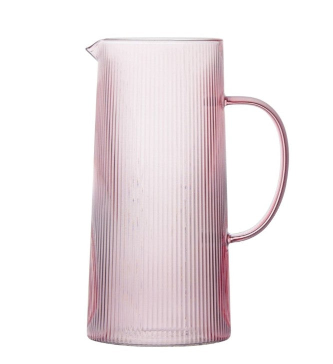 Ribbed Crystal Pitcher - ROSE