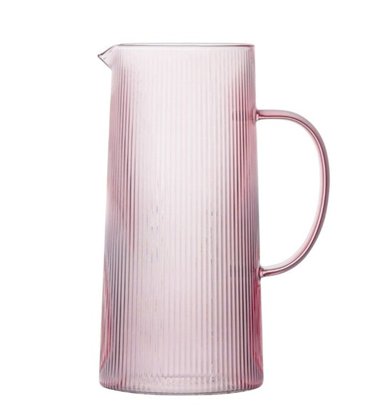 Ribbed Crystal Pitcher - ROSE