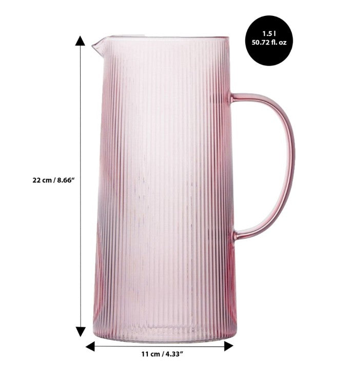 Ribbed Crystal Pitcher - ROSE