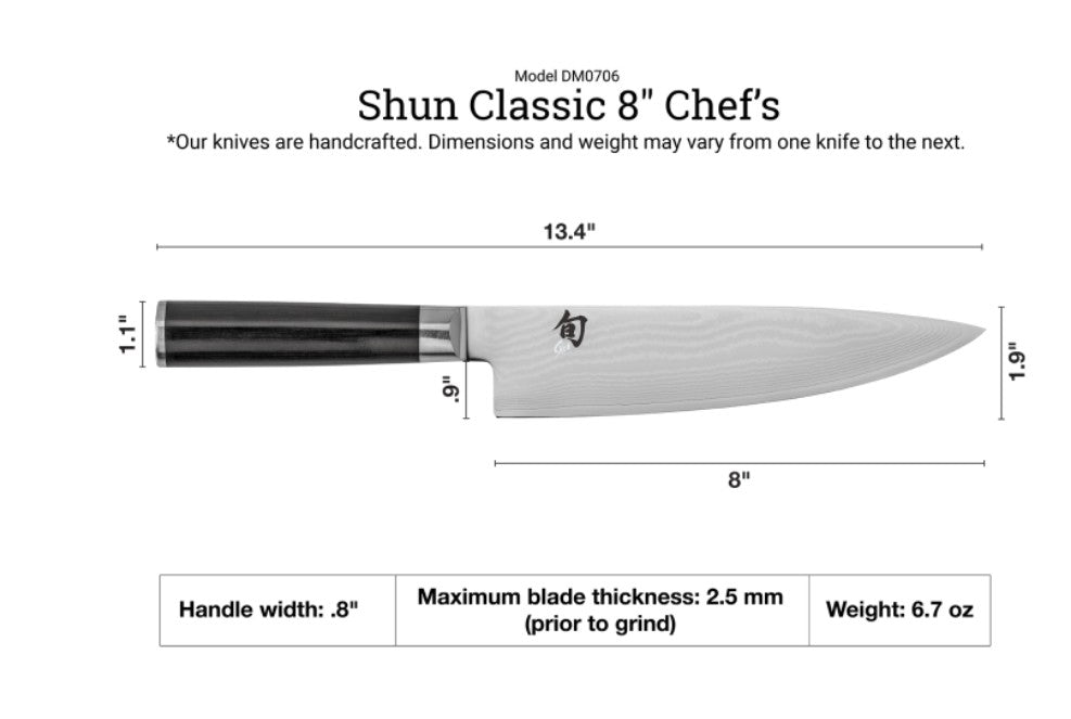 SHUN - CLASSIC - 8" Chef's Knife