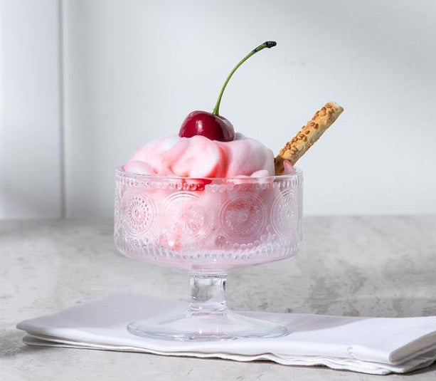 Small Pedestal Bowl - Circle Embossed - 3.5 inch