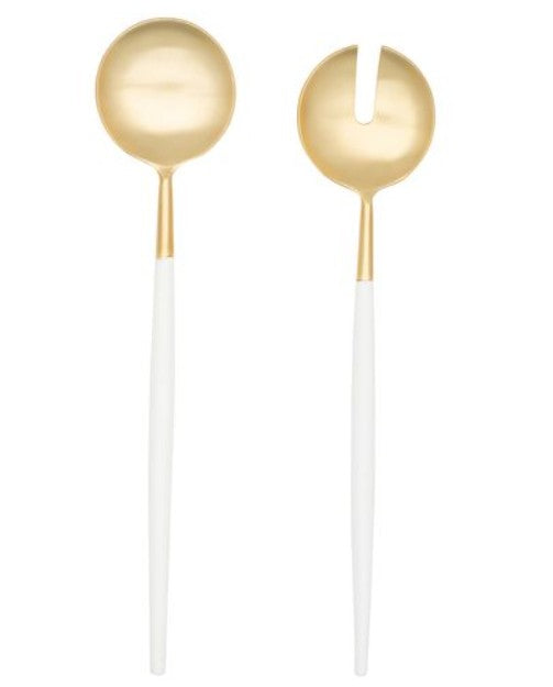 DAVID SHAW - White and Gold Serving Set - SET OF 2