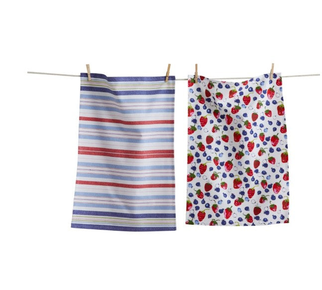 TAG - Kitchen Towel - Berries and Stripes - SET OF 2
