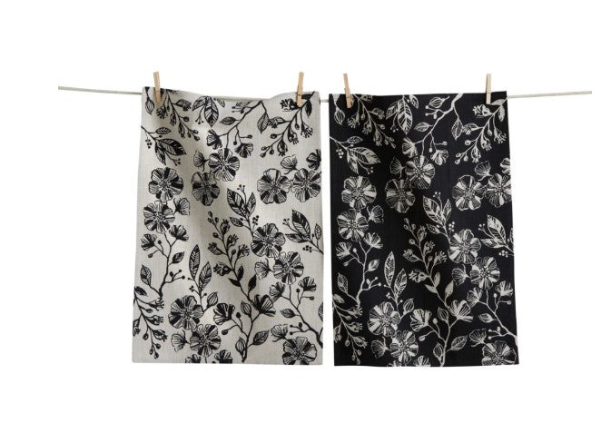TAG - Kitchen Towel - Black Flowers - SET OF 2