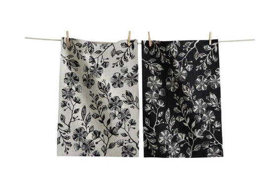 TAG - Kitchen Towel - Black Flowers - SET OF 2