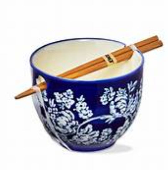 Lisbon Floral Noodle Bowl - Blue