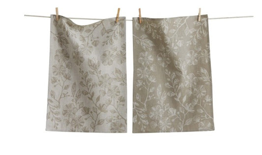 TAG - Kitchen Towel - Taupe Flowers - SET OF 2