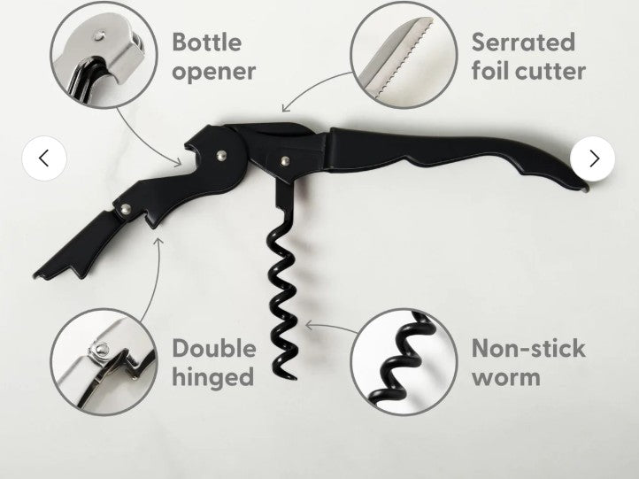 True Brands - Matte Black Corkscrew - Double Hinged