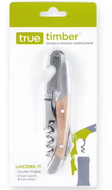 True Brands - Double Hinged Corkscrew - Birchwood Handle
