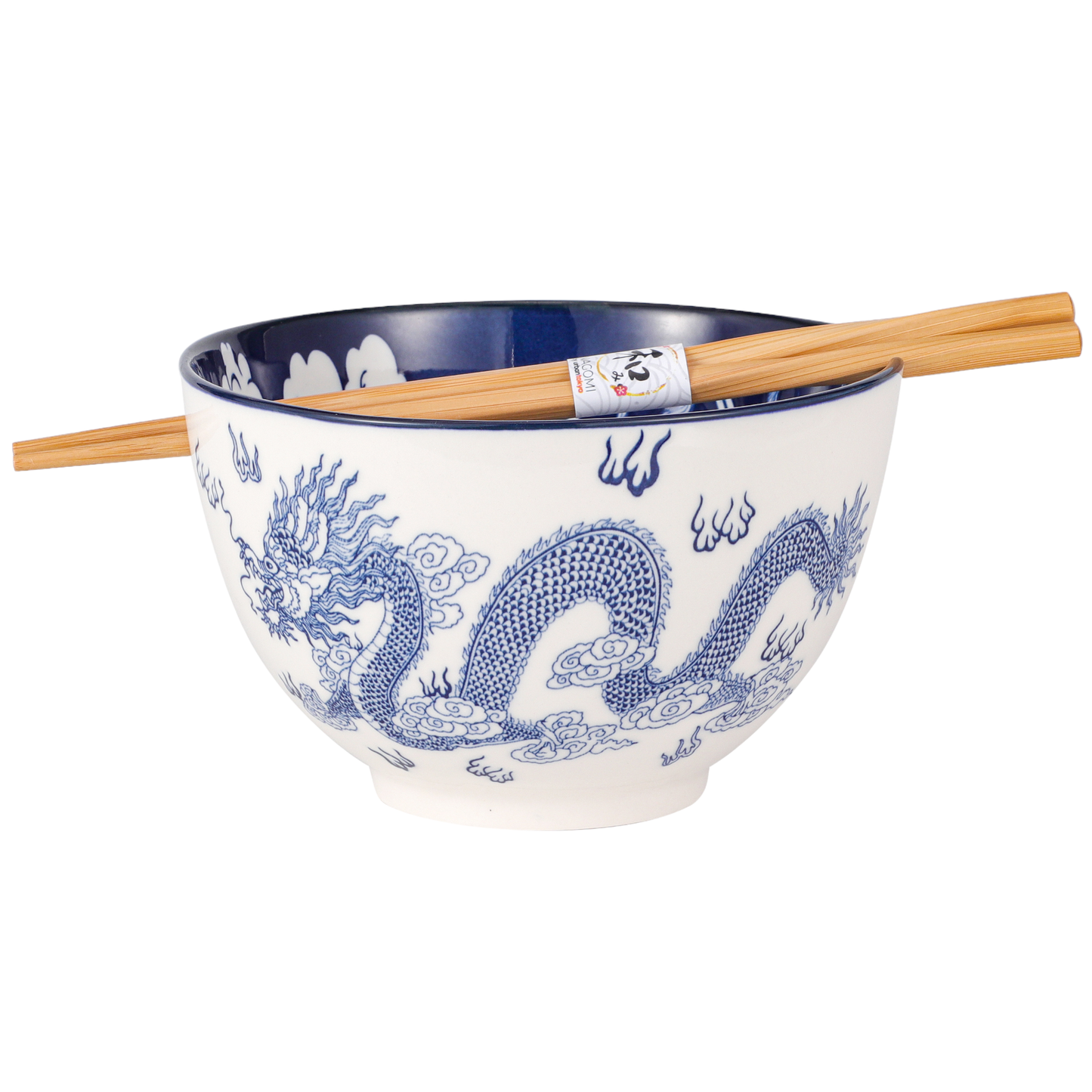 Raman Noodle Bowl With Chopsticks - Dragon Design