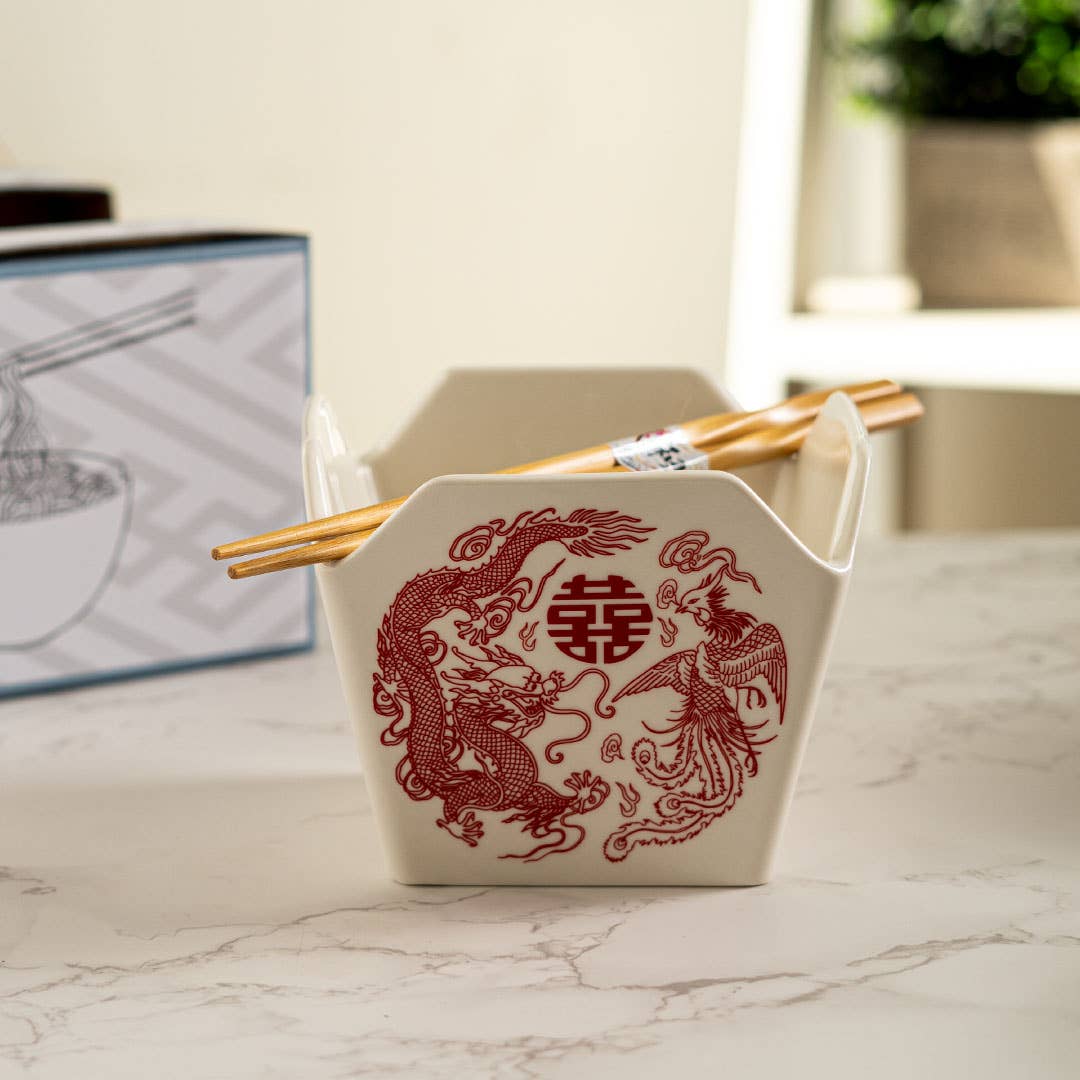 Phoenix Takeout Box Serving Bowl With Chopsticks 16oz