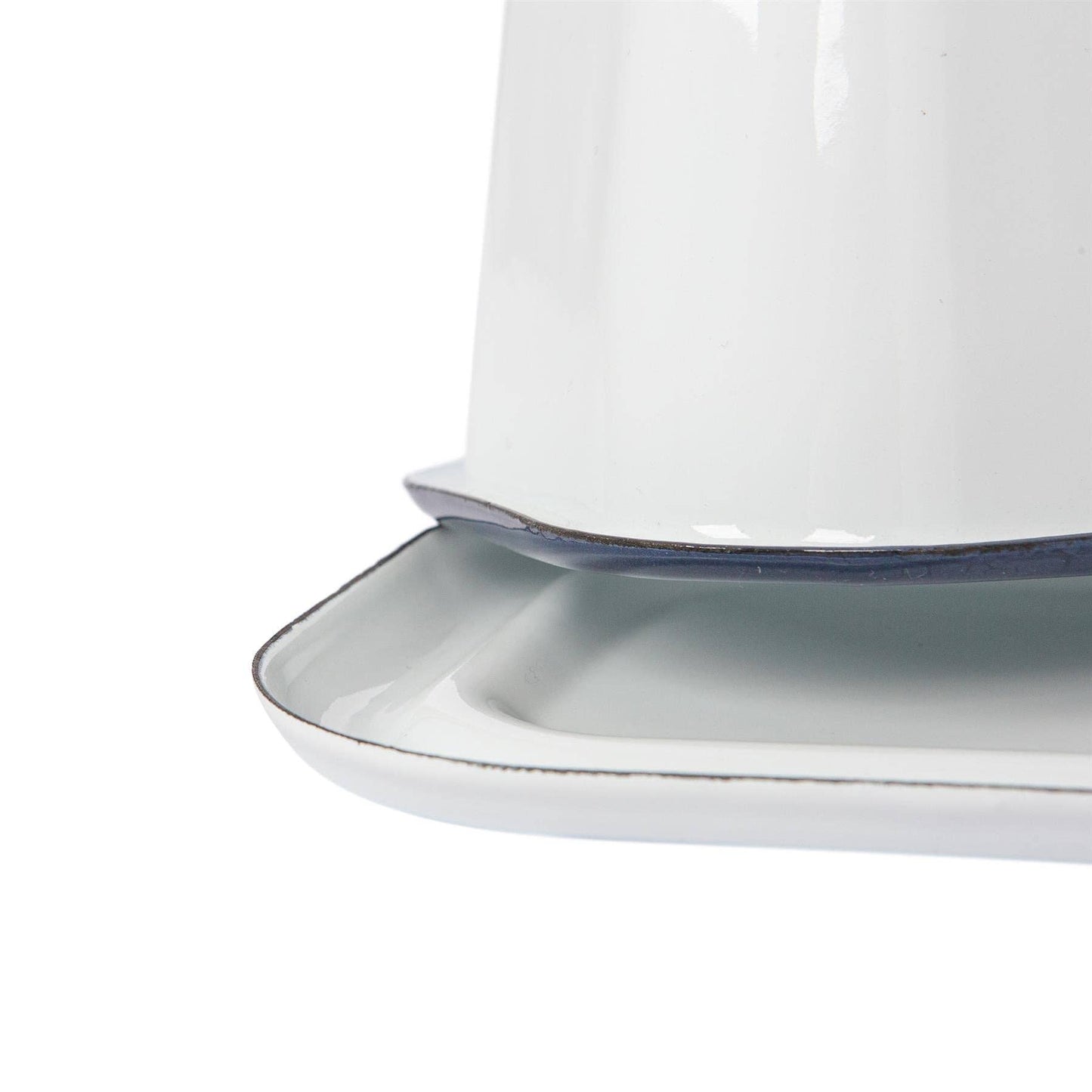 White Enamel Butter Dish - By Argon Tableware