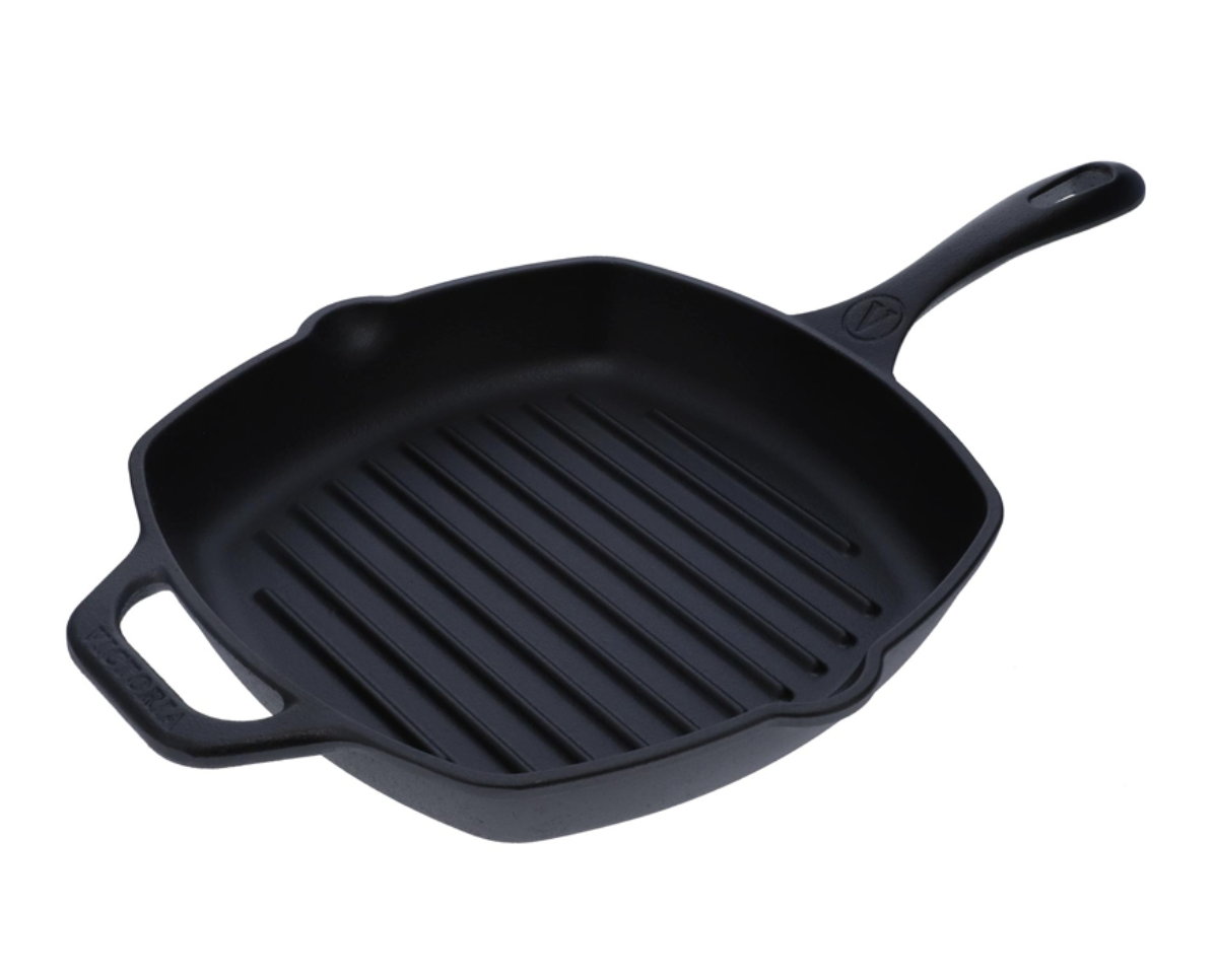 VICTORIA Cast Iron - 10” x 10” Grill Pan