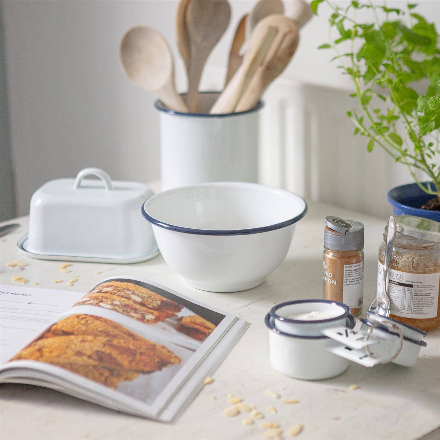 White Enamel Butter Dish - By Argon Tableware