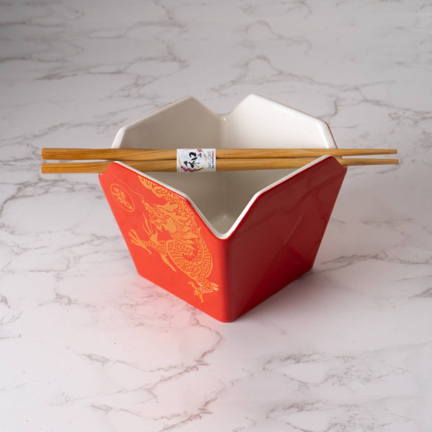 Takeout Box Serving Bowl With Chopsticks Red Dragon - 16oz