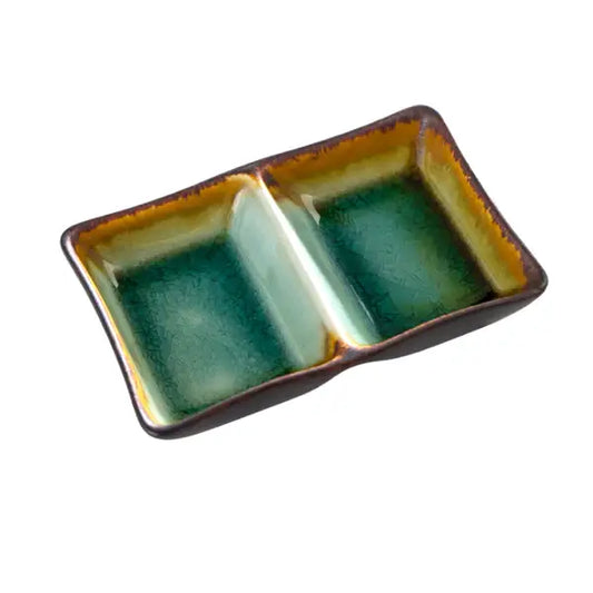 Midori Kanyu 4oz 5.25"L Divided Rectangle Sauce Dish