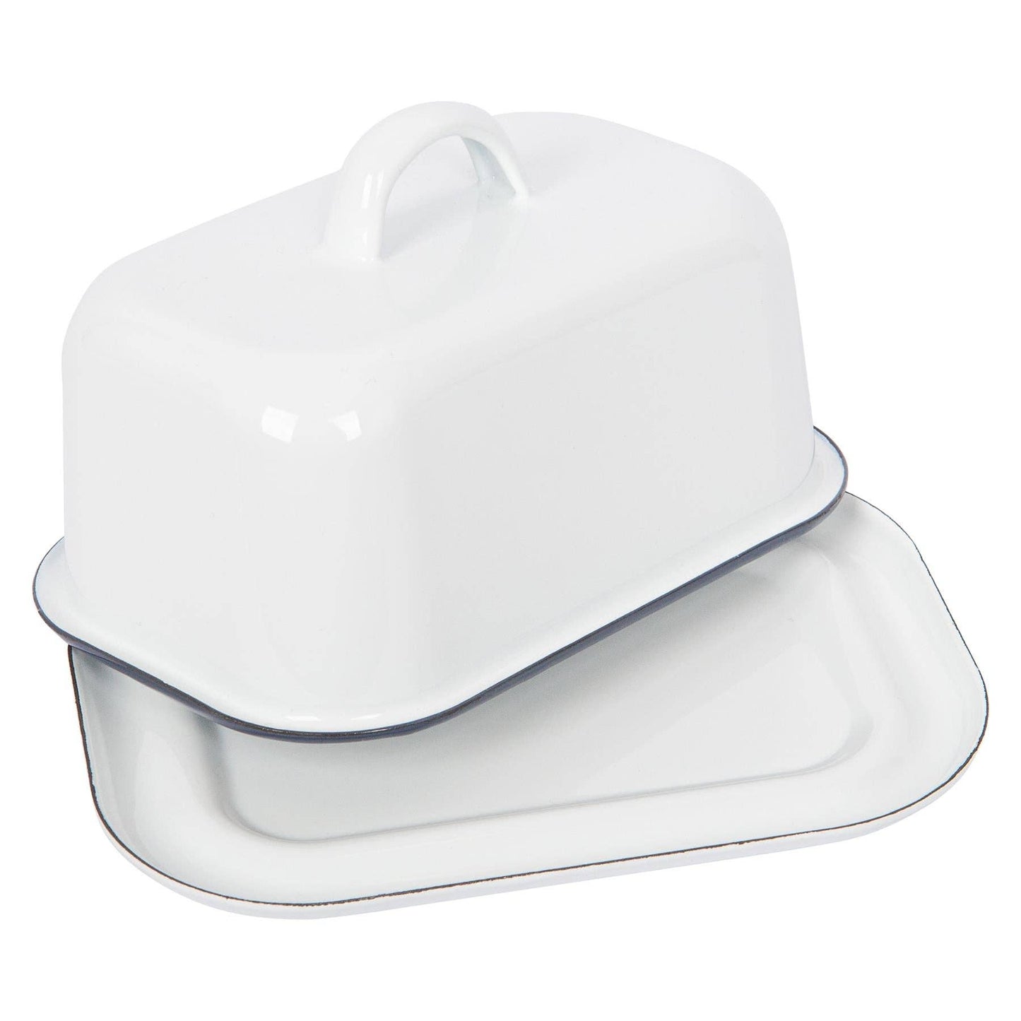 White Enamel Butter Dish - By Argon Tableware