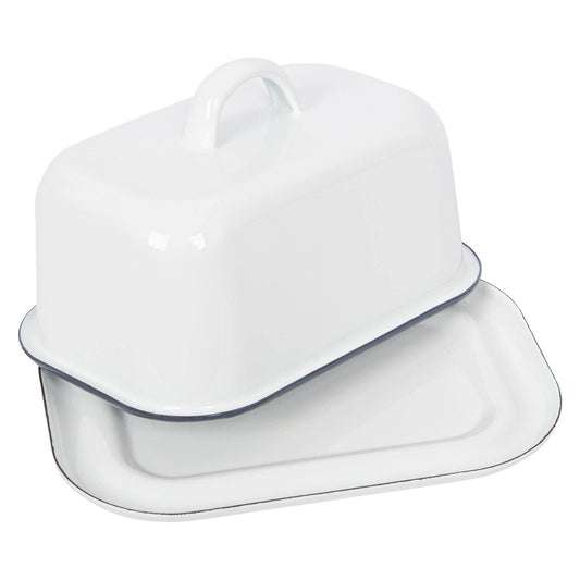 White Enamel Butter Dish - By Argon Tableware