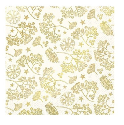 Lunch Napkin - Bright Winter Branches (Gold)