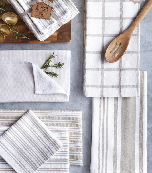 Classic Stripe - Heavyweight Kitchen Towel - Set of 3 - Taupe