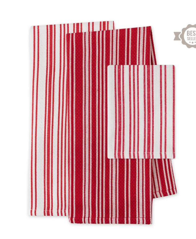 Classic Stripe - Heavyweight Kitchen Towel - Set of 3 - Red